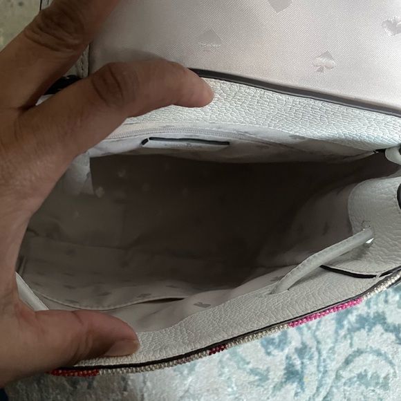 👛 BRAND NEW Kate Spade Leila Medium Flap Leather & Canvas Stripe Backpack Purse - Picture 8 of 16